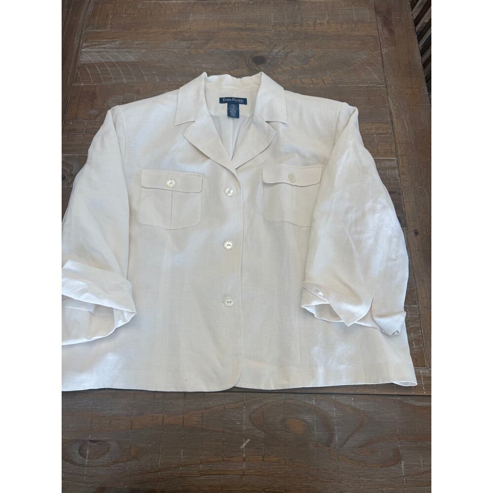 Evan Picone White Blazer Womens Size 22W Button Front Career Jacket